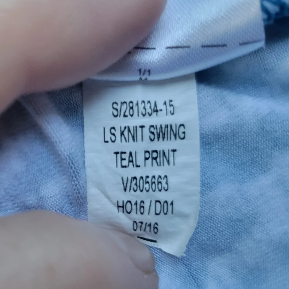 Old Navy Blue and White Patterned Long-Sleeve Swing Dress